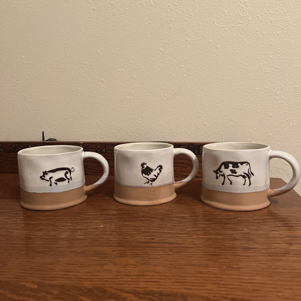SPECTRUM DESIGNZ Cow, Chicken & Pig Coffee Cup 16 oz Mug Set of 3 Farm Animals